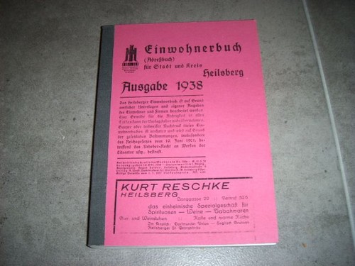 Heilsberg einwohnerbuch - heilsberg,,